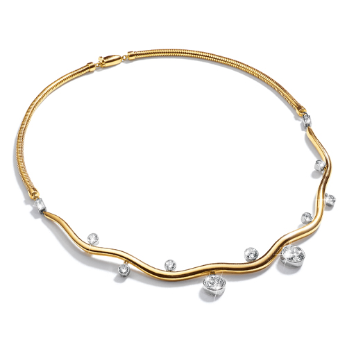 Belperron-Jewelry-Wave-Necklace in Gold-and-Round-Diamond